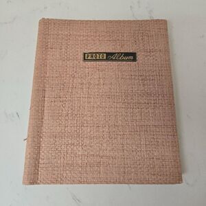 Vintage 60s Beige Woven Textured Self-Adhesive Photo Album With Spiral Binding
